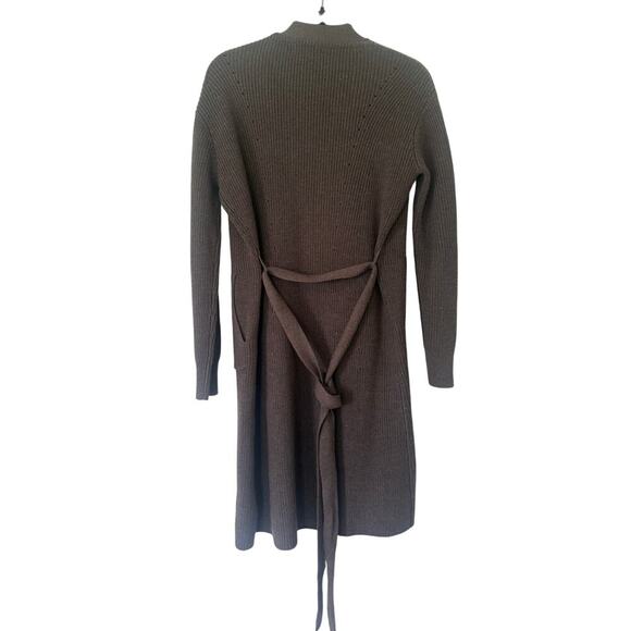 ATHLETA | Scenic Wrap Long Cardigan Sweater Wool Walnut Brown Quiet Luxury Sz S - Picture 6 of 9